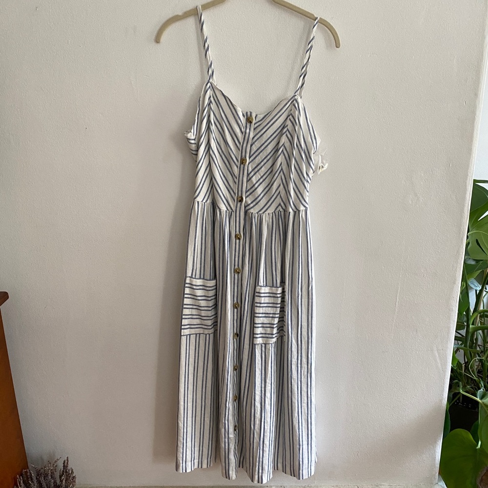 Midi striped sundress w/pockets